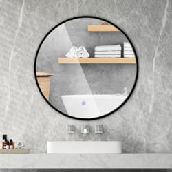 Costway - Miroir Salle de Bain avec Eclairage 60 x 60 cm, Miroir Rond led Antibuee, Désembuage Rapide, 3 Couleurs Disponibles, Luminosité Réglable,