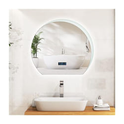 Costway - Miroir Salle de Bain avec Éclairage 60 x 53 cm, Miroir led Antibuee, Affichage de l'Heure Température, Désembuage, Miroir Mural