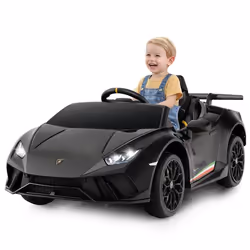Voiture pour Enfants COSTWAY Licence Lamborghini Télécommande&Lumières&Musique&Klaxon&Suspension à Ressort1185x63x48CM Gris