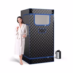 Tente Sauna Vapeur Portable COSTWAY Générateur de Vapeur de 3 L&Télécommande&Masseur de Pieds en Bois 91x91x183CM Noir