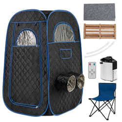 Sauna à Vapeur Portable COSTWAY-3L 1 000W-pour 1-2 Personnes-9 Niveaux Température-Chaise Pliable-Masseur de Pieds-Minuterie-Noir