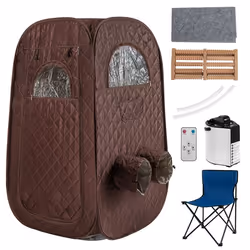 Sauna à Vapeur Portable COSTWAY-3L 1 000W-pour 1-2 Personnes-9 Niveaux Température-Chaise Pliable-Masseur de Pieds-Minuterie- ...