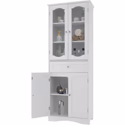 À propos de cet article 【Portes en Verre Transparent】Cette armoire haute dotée de 2 portes en verre trempé peut améliorer la ...