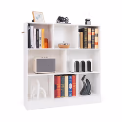 Cube Rangement à 3 Niveaux COSTWAY-8 Compartiments Ouverts-2 Kits Anti-Basculement-Capacité Max 160 KG-100 x 24 x 104 CM-Blan ...