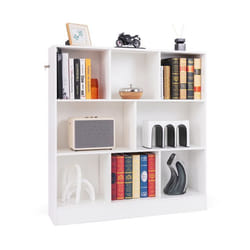 Cube Rangement à 3 Niveaux COSTWAY-8 Compartiments Ouverts-2 Kits Anti-Basculement-Capacité Max 160 KG-100 x 24 x 104 CM-Blanc