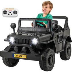 Costway - 12V Voiture Électrique Enfant avec Télécommande & Volant, Véhicule Électrique à 4 Pneus avec Lumières led & Musique & Klaxon, Démarrage