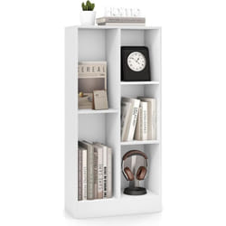 Costway - Bibliothèque Etagère à 5 Cases, Meuble de Rangement Autoportant avec 2 Kits Anti-basculement, Etagère d'Affichage en Bois de 50 cm, pour