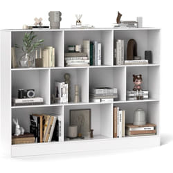 Costway - Bibliothèque Étagère à 10 Compartiments Ouverts, Meuble de Rangement à 3 Niveaux, Kits Anti-basculement, Bibliothèque de Cloison, pour