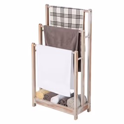 COSTWAY Porte-Serviettes sur Pied pour Salle de Bain - 3 Barres et Étagère de Rangement Inférieure - 45 x 22 x 86 cm - Blanc