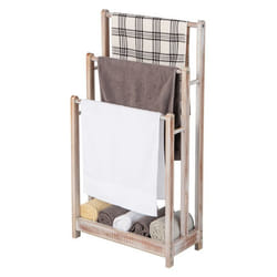 COSTWAY Porte-Serviettes sur Pied pour Salle de Bain - 3 Barres et Étagère de Rangement Inférieure - 45 x 22 x 86 cm - Blanc