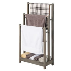 COSTWAY Porte-Serviettes sur Pied pour Salle de Bain - 3 Barres et Étagère de Rangement Inférieure - 45 x 22 x 86 cm - Gris