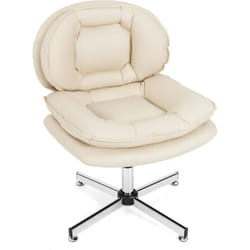Costway - Chaise de Bureau en Tissu Leathaire, Fauteuil de Direction avec Pieds en Métal Croisés, Chaise d'Ordinateur avec Dossier et Siège