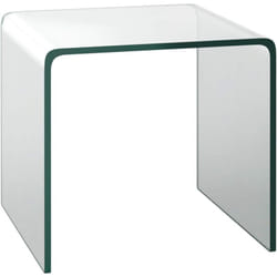 Costway - Table Basse en Verre, Table Basse Transparente, Bords Arrondis Lisses, Table d'Appoint Carrée pour Salon, Chambre, sans Assemblage, 45 x 45