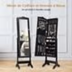 COSTWAY Armoire à Bijoux sur Pied 160 CM avec Miroir 2 Organiseurs Cosmétiques Amovibles Angle Réglable Porte à Clé Noir