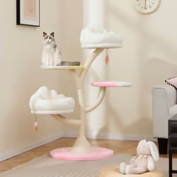 COSTWAY Arbre à Chat Multi-niveaux H 123 cm Tour à Chat avec 2 Perchoirs 2 Plateformes Balles Suspendues Griffoir en Sisal