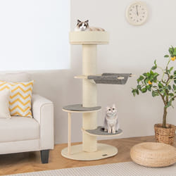 COSTWAY Arbre à Chat 120 cm à Multi-Niveaux Tour pour Chat avec Griffoirs en Sisal Epais Hamac 2 Plateformes Coussin Amovible