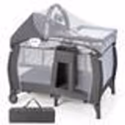 Lit de Parapluie Pliant avec Matelas COSTWAY 4 en 1-Table à LangerBaldaquin et Moustiquaire Pliable-Boîte à Musique-0-3 Ans 1 ...