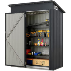 Abri de Jardin Métal Galvanisé 1,5 ㎡, Cabane Jardin Exterieur 2,5 m³avec Loquet, Toit en Pente, 4 Gants, 2 Trous d'Aérations - Costway