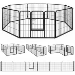Costway - Parc pour Chien Intérieur Extérieur, 8 Panneaux, Enclos Chien Portable Pliable avec Porte, 8 Piquets de Sol, Rotation à 360°, Barrière de