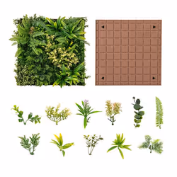 COSTWAY Haie Artificiel 2 PCS Décorations Murales Carrées 50 x 50 cm Décoration Murale en 3D - 11 Types de Plantes
