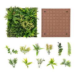 COSTWAY Haie Artificiel 2 PCS Décorations Murales Carrées 50 x 50 cm Décoration Murale en 3D - 11 Types de Plantes