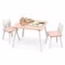 COSTWAY Table et 2 Chaises Enfants 3-6 Ans en Forme Lapin Chaises Ergonomique pour pour Jouer Dessiner Manger Rose