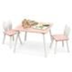 COSTWAY Table et 2 Chaises Enfants 3-6 Ans en Forme Lapin Chaises Ergonomique pour pour Jouer Dessiner Manger Rose