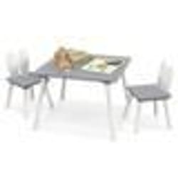 COSTWAY Table et 2 Chaises Enfants 3-6 Ans en Forme Lapin Chaises Ergonomique pour pour Jouer Dessiner Manger Gris