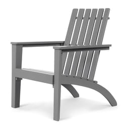 Chaise de Jardin en Bois dAcacia - COSTWAY - Fauteuil Design Adirondack - Charge 160 kg - pour Salon Terrasse Balcon Cour - Gris