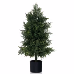 COSTWAY Faux Cèdre Topiaire H80cm Arbre Artificiel de Pin avec Pot en Plastique Feuilles Résistantes à la Lumière