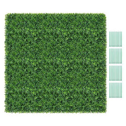 COSTWAY Lot de 12 Panneaux de Buis Haie Artificielle en Polyéthylène 50 x 50 cm Revêtement Intérieur et Extérieur