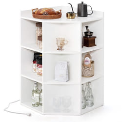 COSTWAY Étagère dAngle 3 Niveaux avec Station de Charge 9 Compartiments 2 Ports USB 4 Prises 51 x 715 x 86 cm Blanc