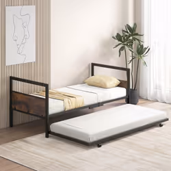 À propos de cet article 【Lit Gigogne Coulissant】Ce lit simple est doté d'un lit gigogne coulissant pratique qui peut être fac ...