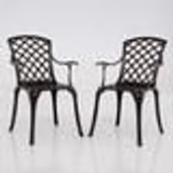 COSTWAY Lot de 2 Chaises de Jardin en Fonte d’Aluminium Dossier Ajouré Repose-pieds Réglables Charge 150 KG Couleur Cuivre