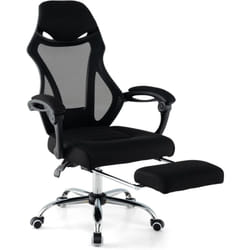 Costway - Chaise de Bureau Ergonomique en Maille avec Repose-Pieds, Chaise de Direction Pivotante avec Appui-tête Fauteuil Inclinable Dossier