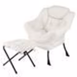 Fauteuil Relax COSTWAY-Repose-pied Pliable-Coussin de Tête-Siège Souple-Accoudoir-Poche Stockage-Cadre en Métal-Charge 150 kg ...