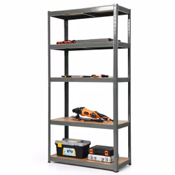 Meuble Rangement Multi-Usage COSTWAY Charge 875 KG 5 Étagères Ajustables Étagère de Garage pour Atelier Cuisine Entrepôt Gris