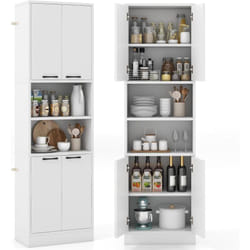 Costway - Buffet Cuisine Haut 190 cm, Meuble de Cuisine Rangement, 2 Placard Rangement, 2 Doubles Portes, 6 Etagères, Kits Anti-Basculement, Armoire