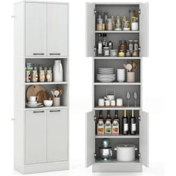 Costway - Buffet Cuisine Haut 190 cm, Meuble de Cuisine Rangement, 2 Placard Rangement, 2 Doubles Portes, 6 Etagères, Kits Anti-Basculement, Armoire