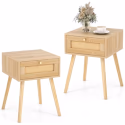 À propos de cet article 【Look naturel et boho 】Avec un tiroir en rotin tissé, la table de chevet boho se marie bien avec d'au ...