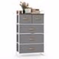 COSTWAY Commode en Tissu avec 5 Tiroirs Pliables Cadre en Fer 58x29x995 CM pour Couloir Chambre à Coucher Gris