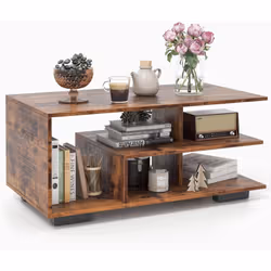 À propos de cet article 【Design Géométrique】La table basse aux lignes épurées et à la finition élégante ajoute une touche de  ...