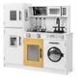 Cuisine Enfant COSTWAY-3+ Ans-Sons et Lumières-Accessoires Inclus-Espace de Rangement-Centre de Jeu Polyvalent-82 x 25 x 805 cm