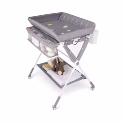 Table à Langer pour Bébé COSTWAY-Pliable-Hauteur Réglable 3 Niveaux-Poubelle-Panier de Rangement-Étagère-Roue Verrouillable-G ...
