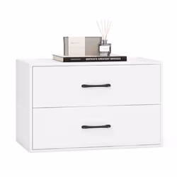 Commode Empilable à 2 Tiroirs COSTWAY avec Kits Anti-Basculement pour Chambre Salon Bureau 60 x 34 x 38 cm Blanc