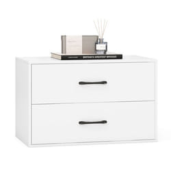Commode Empilable à 2 Tiroirs COSTWAY avec Kits Anti-Basculement pour Chambre Salon Bureau 60 x 34 x 38 cm Blanc