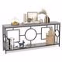 Console 180 x 30 x 80 cm à 2 Niveaux COSTWAY Étagère de Rangement Table Canapé d’Appoint Rustique pour Couloir Entrée Chambre