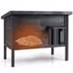 Maison dExtérieur pour Chat en Bois COSTWAY Isolation en Mousse Toit en Asphalte Ouvrable Porte de Secours Niche pour Animaux