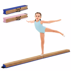 Poutre de Gymnastique Pliable pour Enfants 240CM COSTWAY-Couverture en Suède et Mousse Douce-Fermeture à Boucles et à Crochet ...