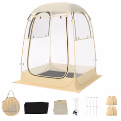 Tente de Camping 1-2 Personnes COSTWAY-Pop-Up 1 Seconde-128x128x158CM-Tapis de SolDouble-toit Amovible-PVC Transparente Vue à ...